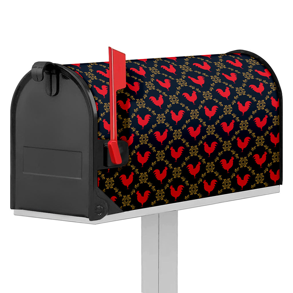 Red Rooster Pattern Print Mailbox Cover