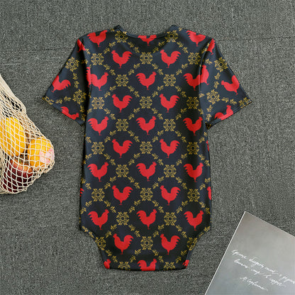 Red Rooster Pattern Print Men's Bodysuit