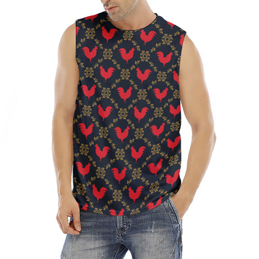 Red Rooster Pattern Print Men's Fitness Tank Top