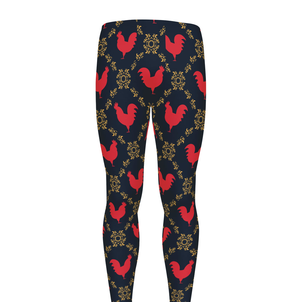 Red Rooster Pattern Print Men's leggings