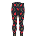 Red Rooster Pattern Print Men's leggings