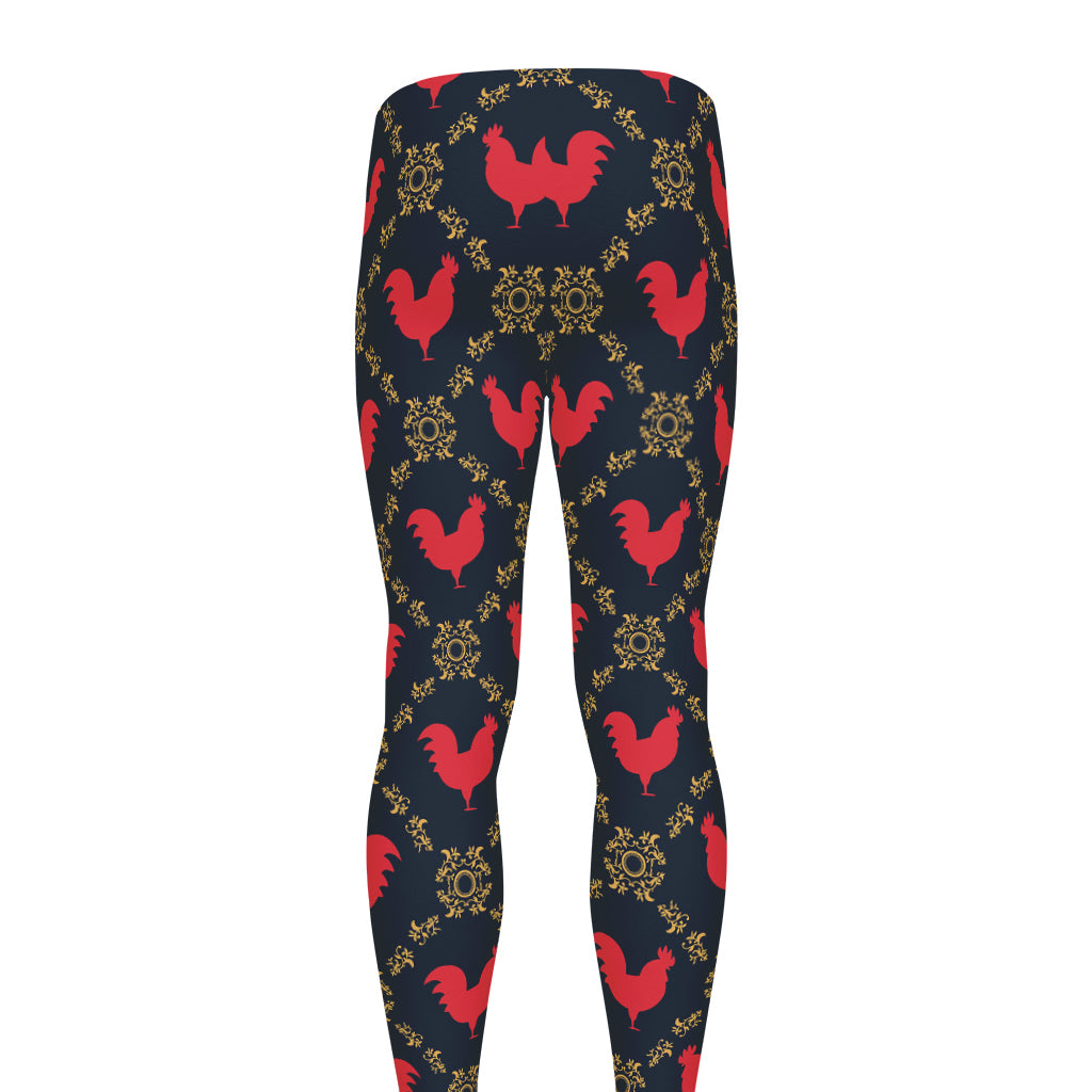 Red Rooster Pattern Print Men's leggings