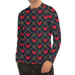 Red Rooster Pattern Print Men's Long Sleeve Rash Guard