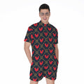 Red Rooster Pattern Print Men's Romper