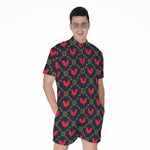 Red Rooster Pattern Print Men's Rompers