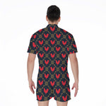 Red Rooster Pattern Print Men's Rompers