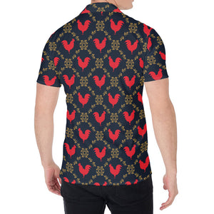 Red Rooster Pattern Print Men's Shirt