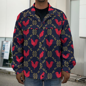 Red Rooster Pattern Print Men's Shirt Jacket