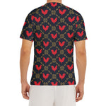 Red Rooster Pattern Print Men's Short Sleeve Rash Guard