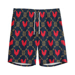 Red Rooster Pattern Print Men's Sports Shorts