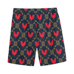 Red Rooster Pattern Print Men's Sports Shorts