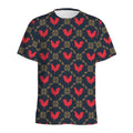 Red Rooster Pattern Print Men's Athletic T-Shirt