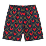Red Rooster Pattern Print Men's Swim Trunks