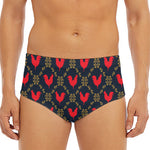 Red Rooster Pattern Print Men's Triangle Swim Briefs
