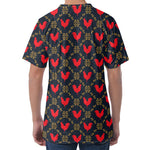 Red Rooster Pattern Print Men's Velvet T-Shirt