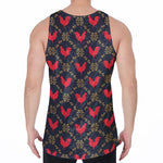 Red Rooster Pattern Print Men's Velvet Tank Top