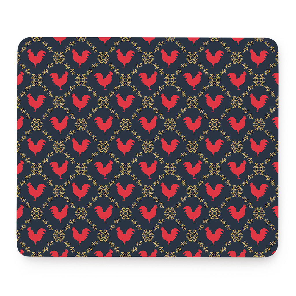 Red Rooster Pattern Print Mouse Pad