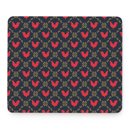Red Rooster Pattern Print Mouse Pad