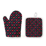 Red Rooster Pattern Print Oven Mitt And Pot Holder Set