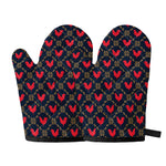 Red Rooster Pattern Print Oven Mitts