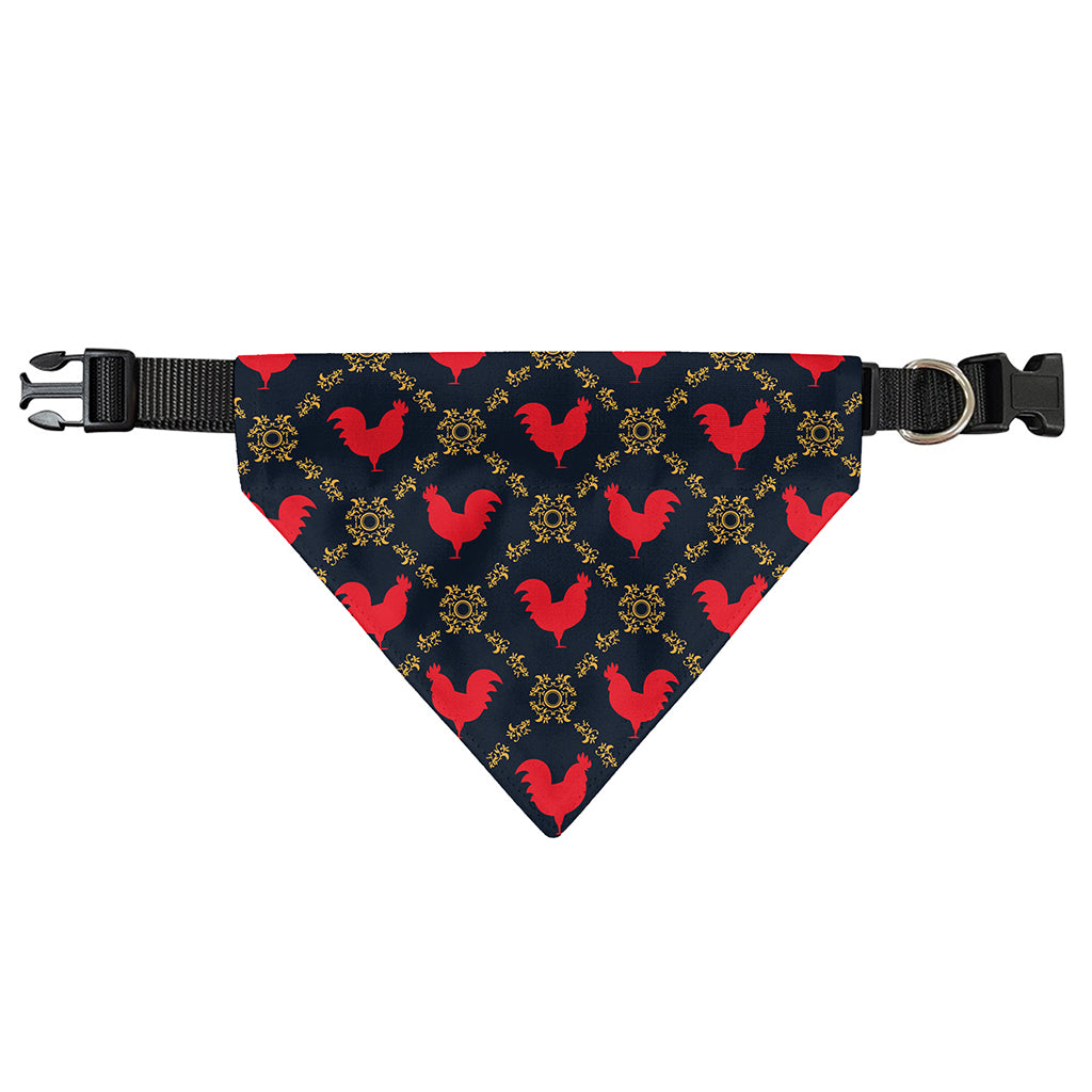 Red Rooster Pattern Print Over The Collar Dog Bandana