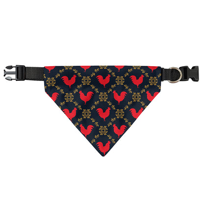 Red Rooster Pattern Print Over The Collar Dog Bandana