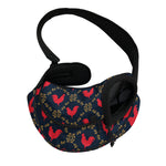 Red Rooster Pattern Print Pet Sling Carrier