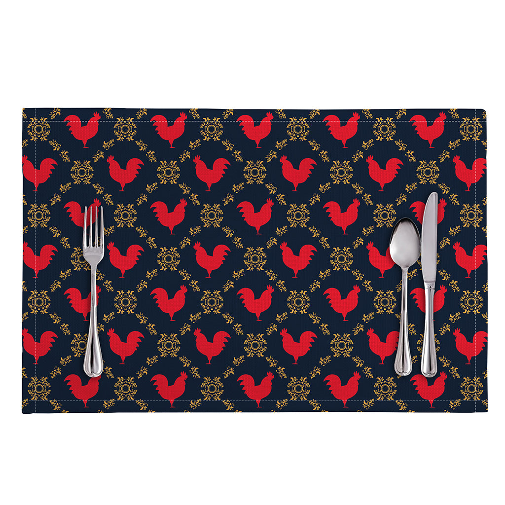 Red Rooster Pattern Print Placemat