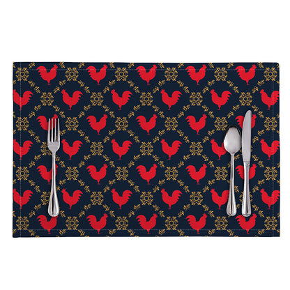 Red Rooster Pattern Print Placemat