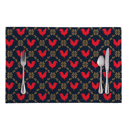 Red Rooster Pattern Print Placemat