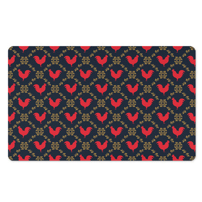 Red Rooster Pattern Print Polyester Doormat