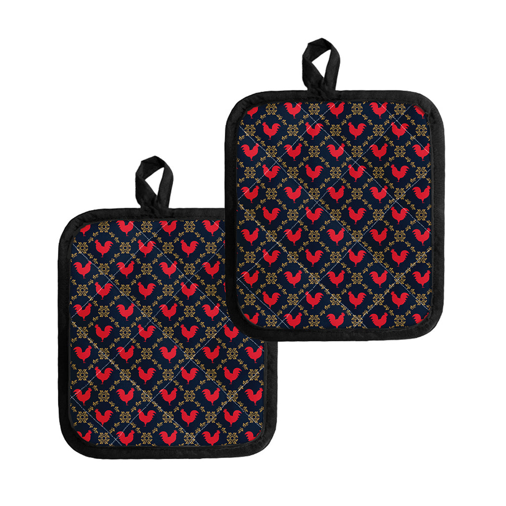 Red Rooster Pattern Print Pot Holders