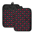 Red Rooster Pattern Print Pot Holders With Pocket