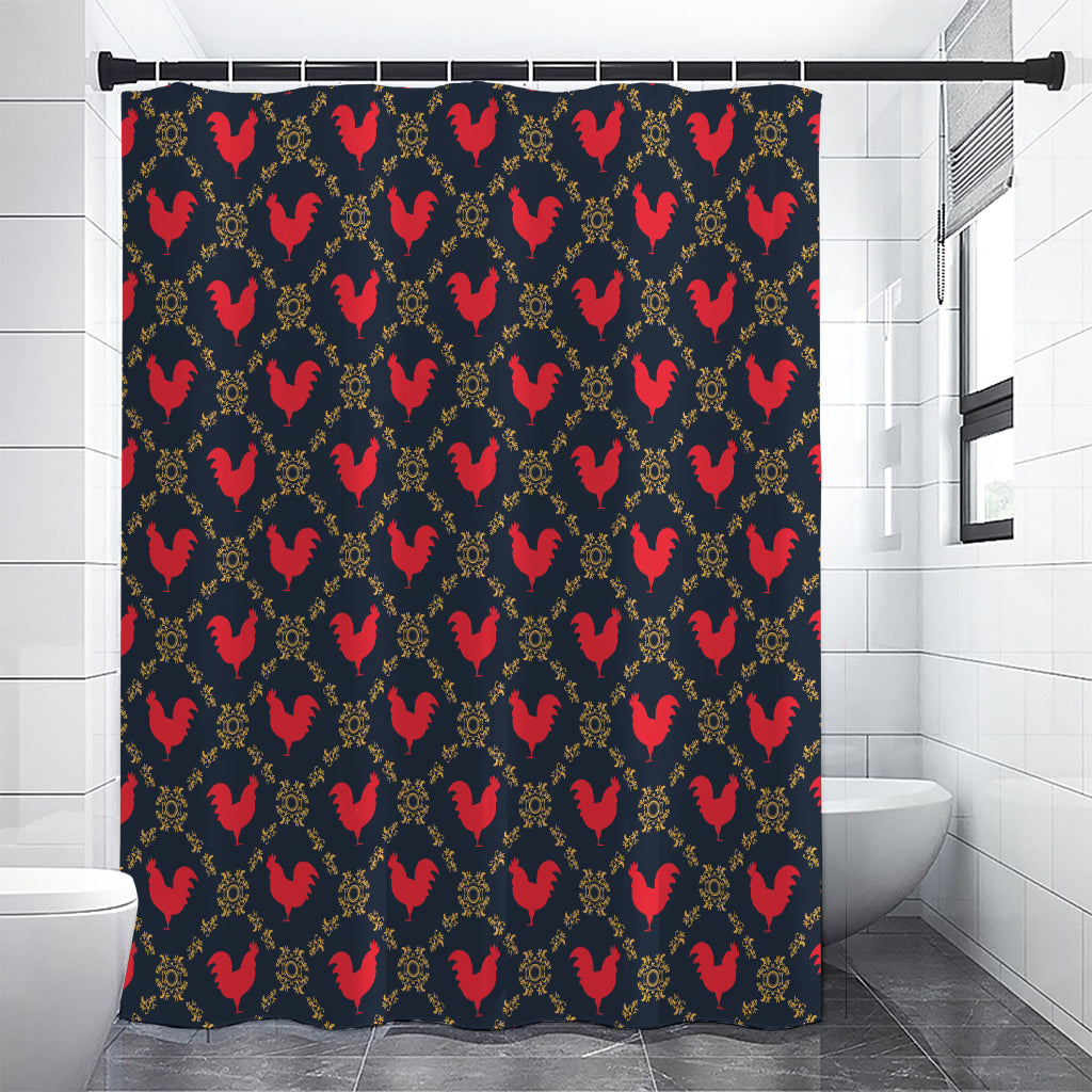 Red Rooster Pattern Print Premium Shower Curtain