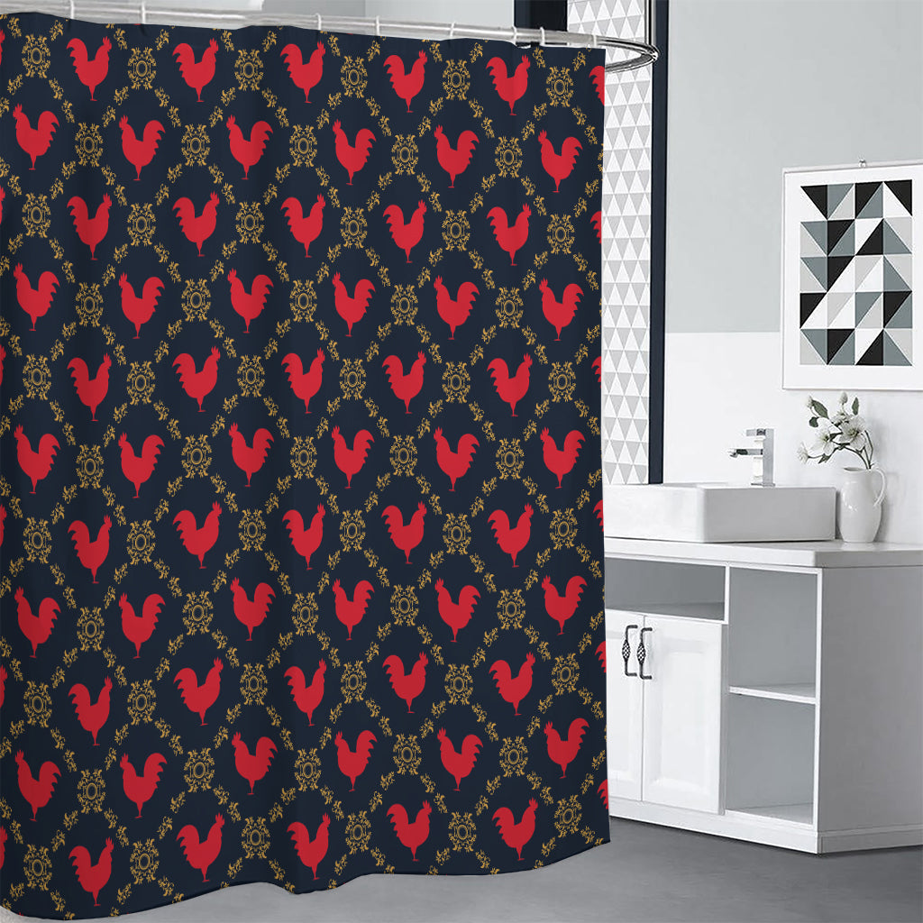 Red Rooster Pattern Print Premium Shower Curtain