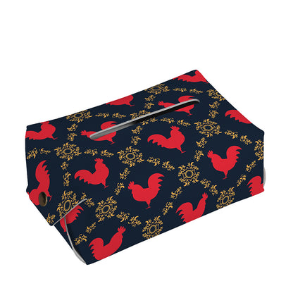 Red Rooster Pattern Print Rectangle Tissue Box Cover