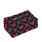 Red Rooster Pattern Print Rectangle Tissue Box Cover