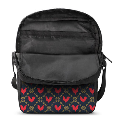 Red Rooster Pattern Print Rectangular Crossbody Bag