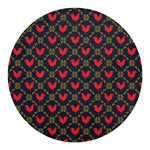 Red Rooster Pattern Print Round Blanket