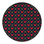 Red Rooster Pattern Print Round Floor Mat