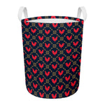 Red Rooster Pattern Print Round Laundry Basket