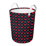 Red Rooster Pattern Print Round Laundry Basket