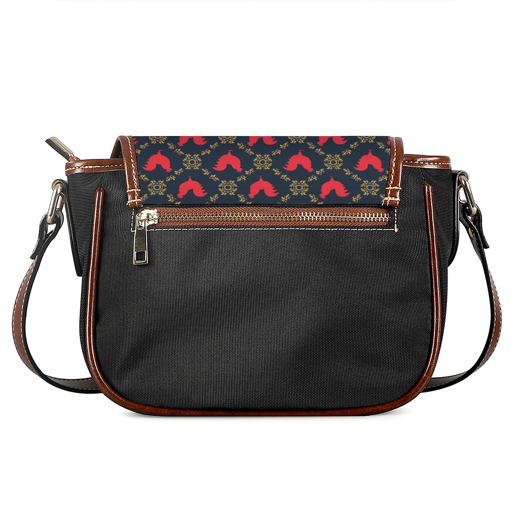 Red Rooster Pattern Print Saddle Bag
