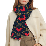 Red Rooster Pattern Print Scarf