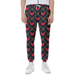 Red Rooster Pattern Print Scuba Joggers