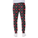 Red Rooster Pattern Print Scuba Joggers