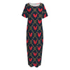 Red Rooster Pattern Print Short Sleeve Long Nightdress