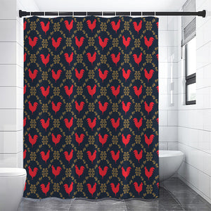 Red Rooster Pattern Print Shower Curtain