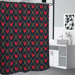 Red Rooster Pattern Print Shower Curtain