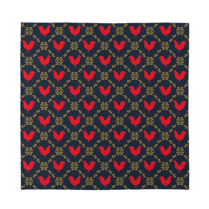 Red Rooster Pattern Print Silk Bandana